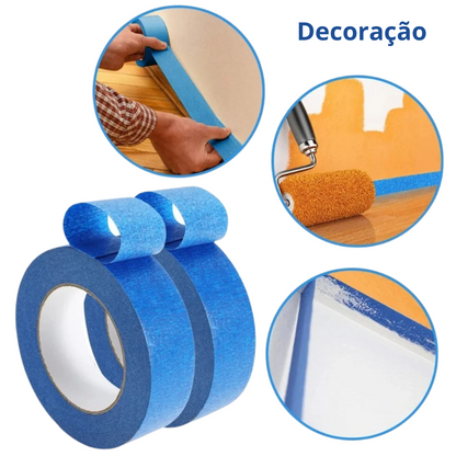 Fita Crepe Azul para Construção e Pintura [Compre Mais e Pague Menos]